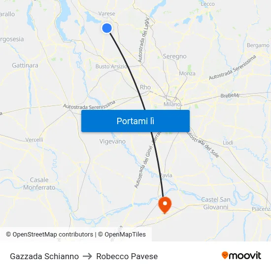 Gazzada Schianno to Robecco Pavese map