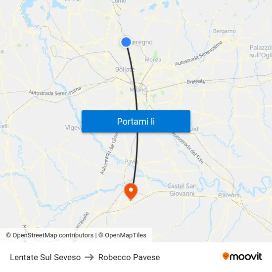 Lentate Sul Seveso to Robecco Pavese map