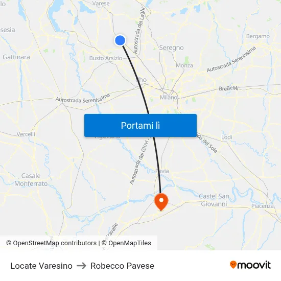 Locate Varesino to Robecco Pavese map