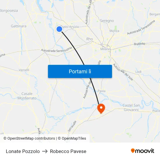 Lonate Pozzolo to Robecco Pavese map