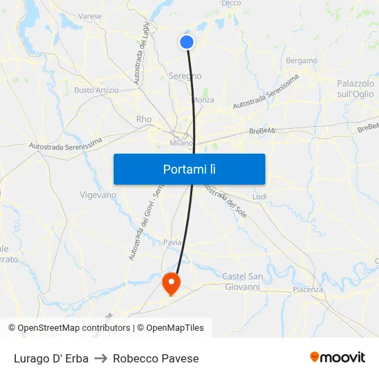 Lurago D' Erba to Robecco Pavese map