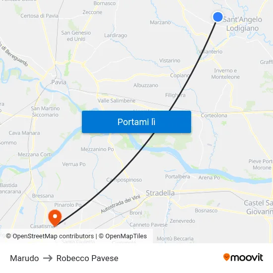 Marudo to Robecco Pavese map