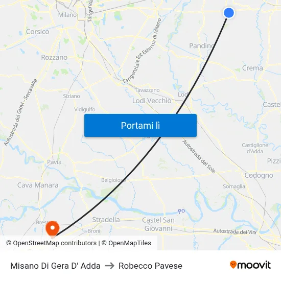 Misano Di Gera D' Adda to Robecco Pavese map
