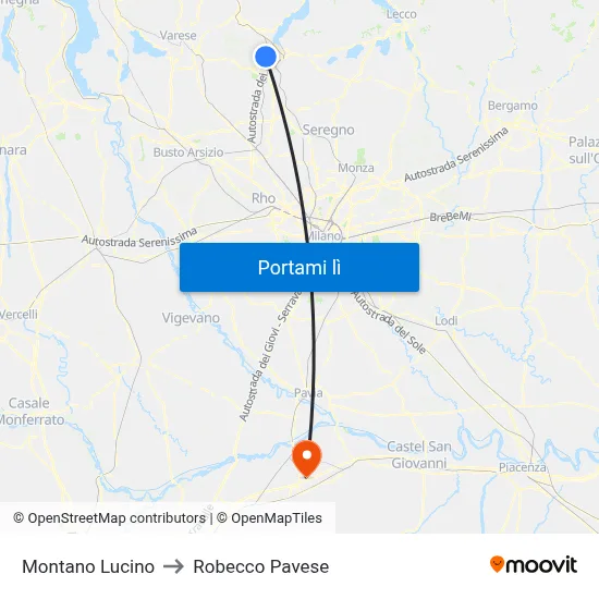 Montano Lucino to Robecco Pavese map