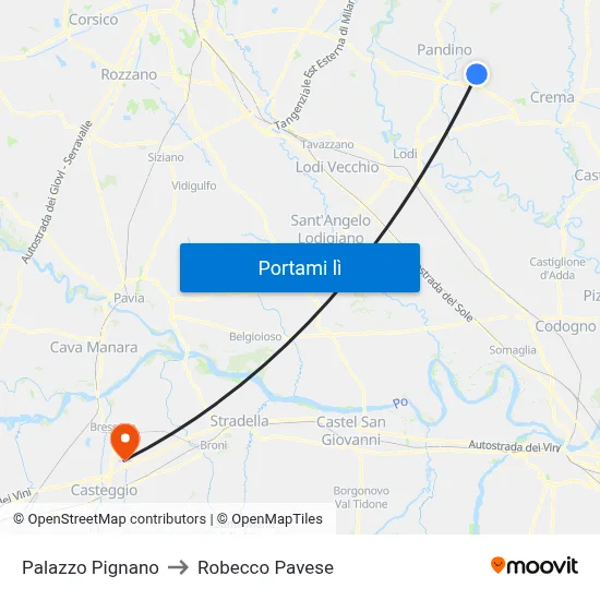 Palazzo Pignano to Robecco Pavese map