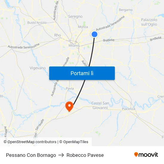 Pessano Con Bornago to Robecco Pavese map