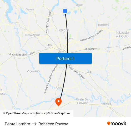 Ponte Lambro to Robecco Pavese map