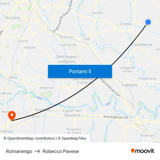 Romanengo to Robecco Pavese map