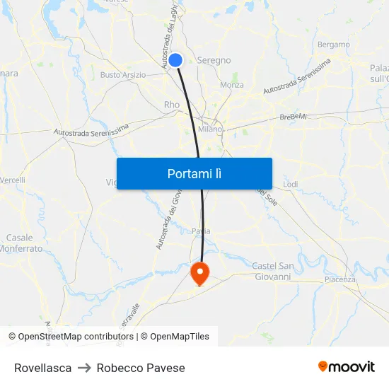 Rovellasca to Robecco Pavese map