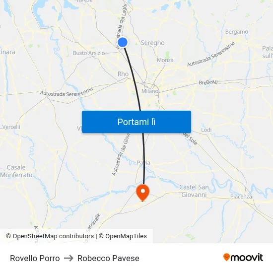Rovello Porro to Robecco Pavese map