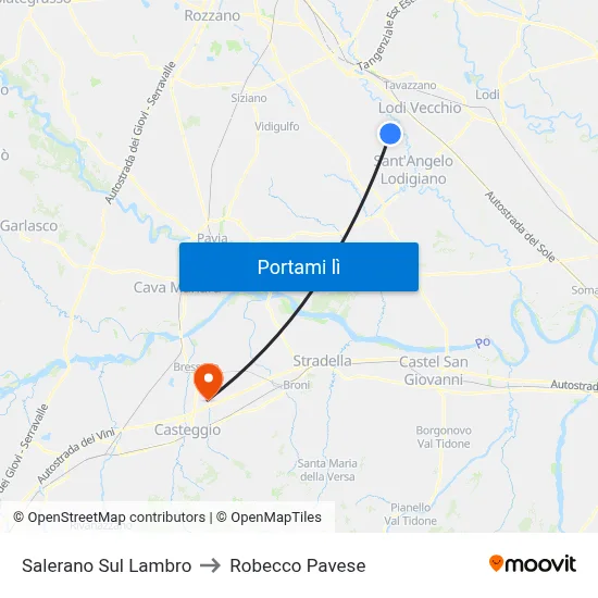 Salerano Sul Lambro to Robecco Pavese map