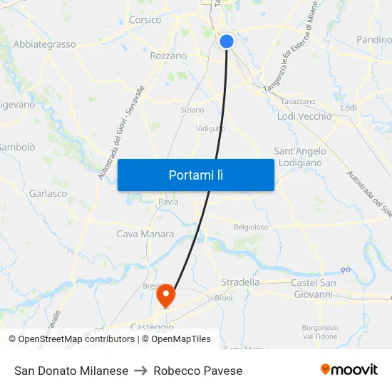 San Donato Milanese to Robecco Pavese map