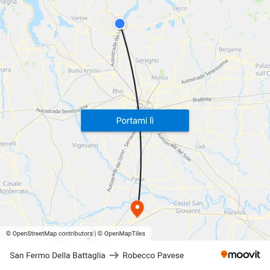 San Fermo Della Battaglia to Robecco Pavese map