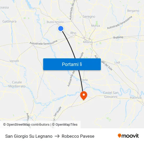 San Giorgio Su Legnano to Robecco Pavese map