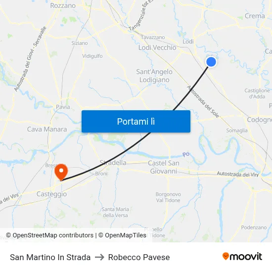San Martino In Strada to Robecco Pavese map