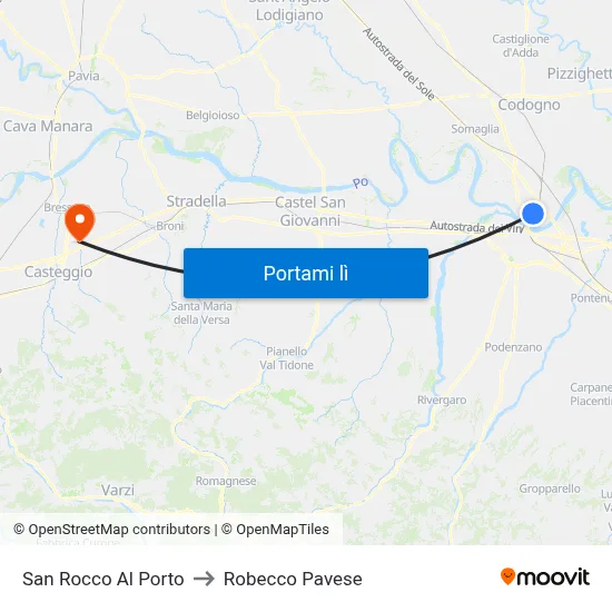 San Rocco Al Porto to Robecco Pavese map