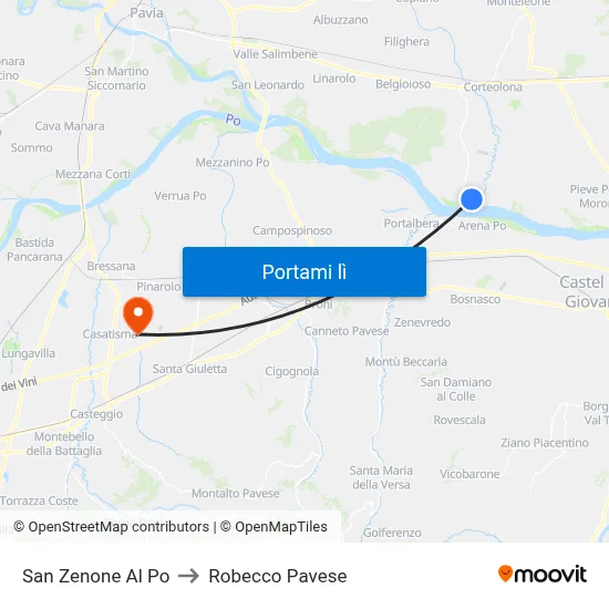 San Zenone Al Po to Robecco Pavese map
