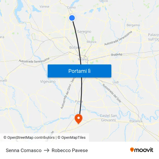 Senna Comasco to Robecco Pavese map