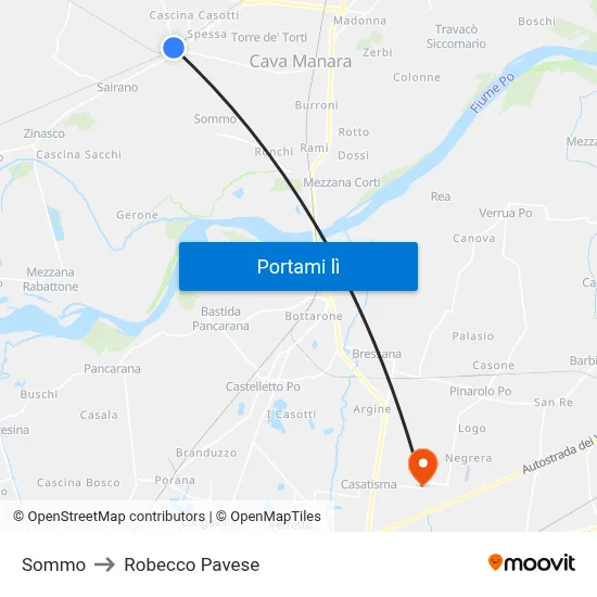 Sommo to Robecco Pavese map