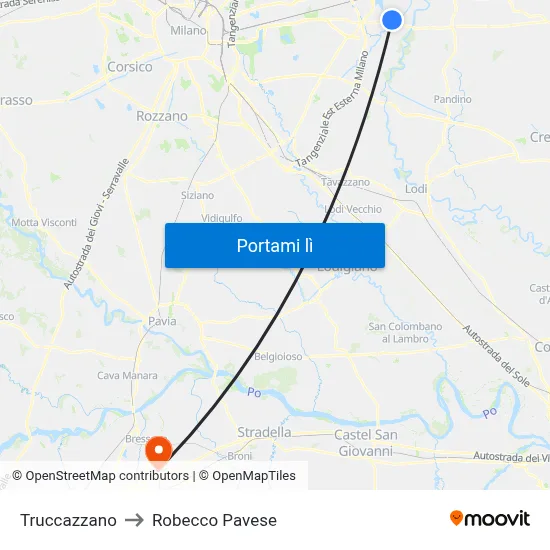 Truccazzano to Robecco Pavese map