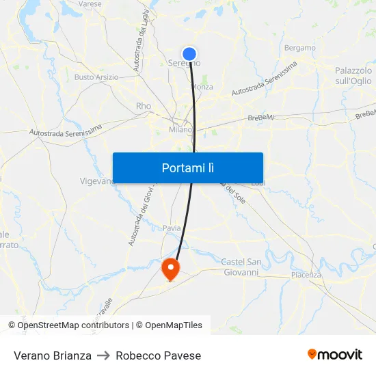 Verano Brianza to Robecco Pavese map