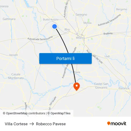 Villa Cortese to Robecco Pavese map