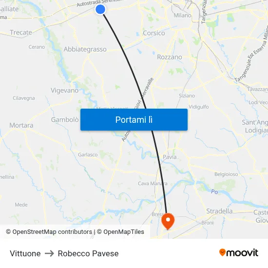 Vittuone to Robecco Pavese map