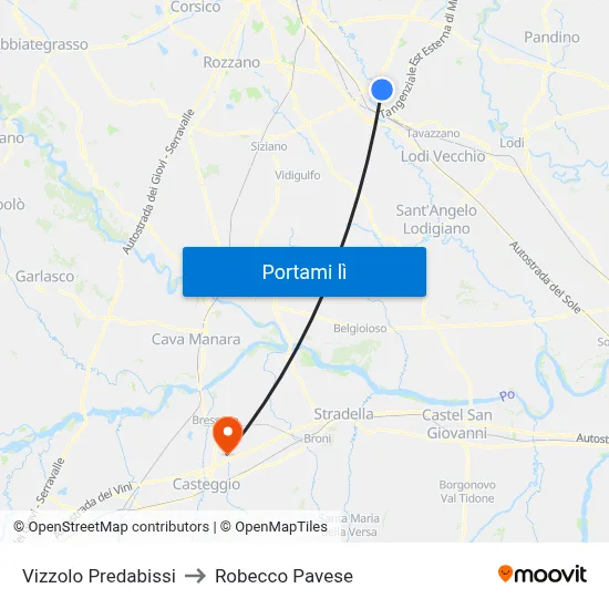 Vizzolo Predabissi to Robecco Pavese map