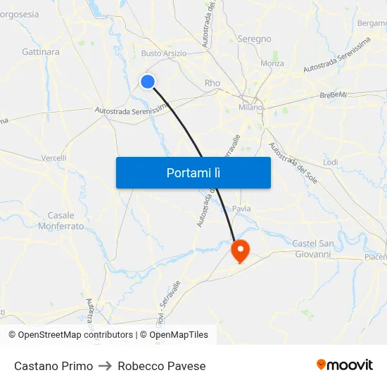 Castano Primo to Robecco Pavese map