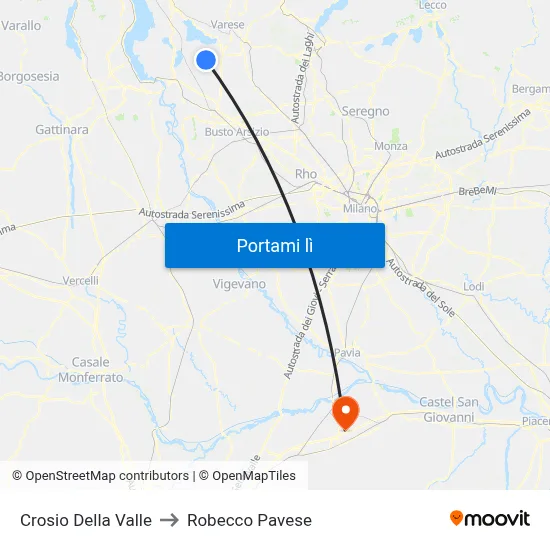Crosio Della Valle to Robecco Pavese map