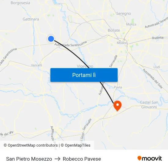 San Pietro Mosezzo to Robecco Pavese map