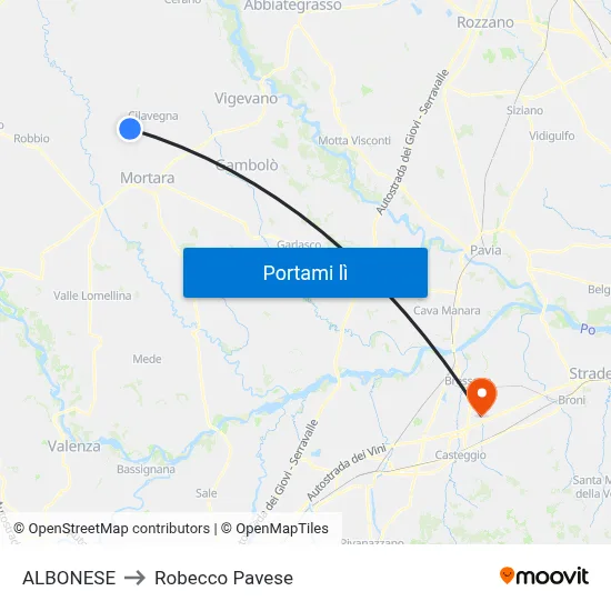 ALBONESE to Robecco Pavese map