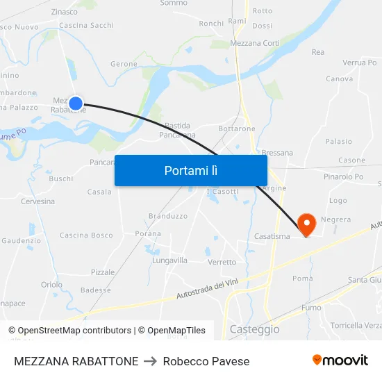 MEZZANA RABATTONE to Robecco Pavese map