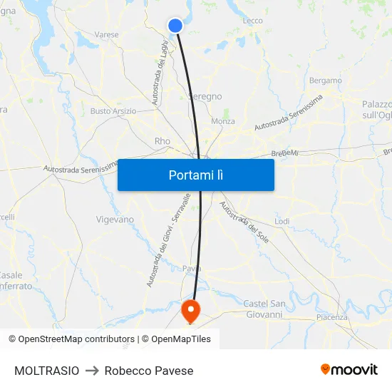 MOLTRASIO to Robecco Pavese map
