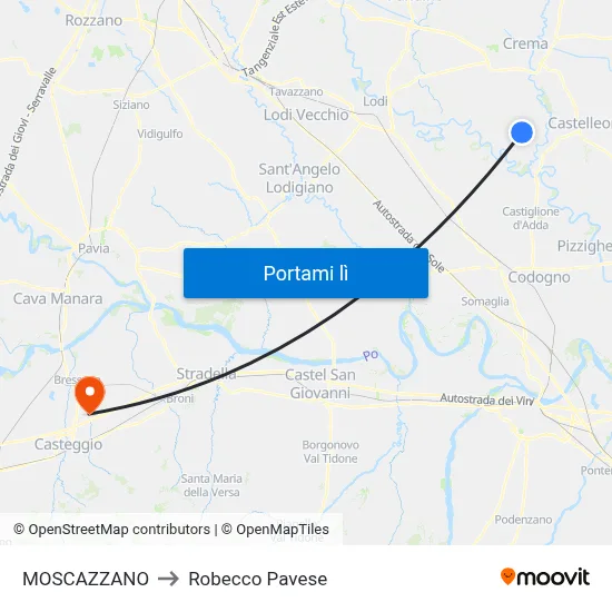 MOSCAZZANO to Robecco Pavese map