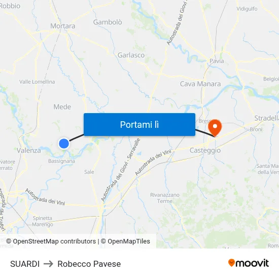 SUARDI to Robecco Pavese map