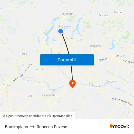Brusimpiano to Robecco Pavese map