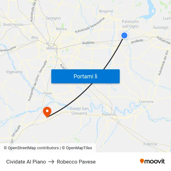 Cividate Al Piano to Robecco Pavese map