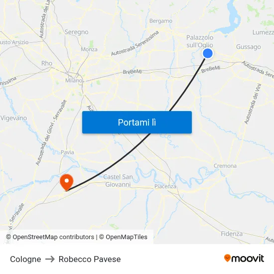 Cologne to Robecco Pavese map