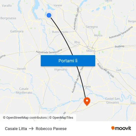 Casale Litta to Robecco Pavese map