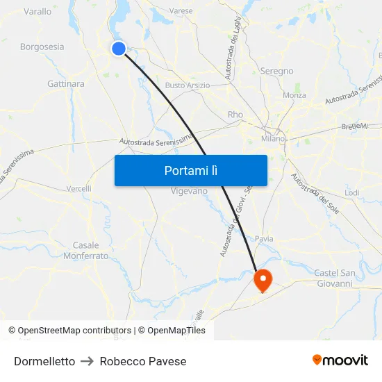 Dormelletto to Robecco Pavese map