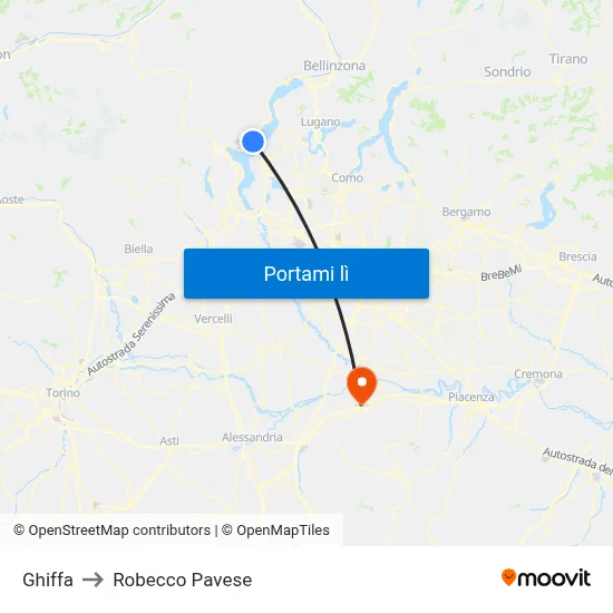 Ghiffa to Robecco Pavese map