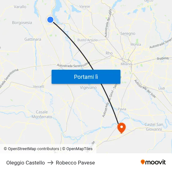 Oleggio Castello to Robecco Pavese map