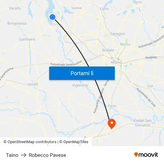 Taino to Robecco Pavese map
