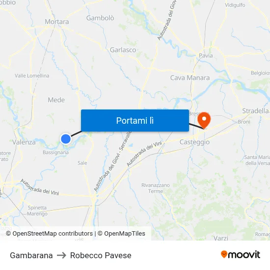 Gambarana to Robecco Pavese map