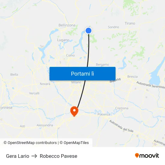 Gera Lario to Robecco Pavese map