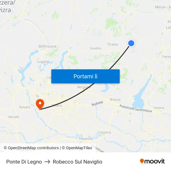 Ponte Di Legno to Robecco Sul Naviglio map