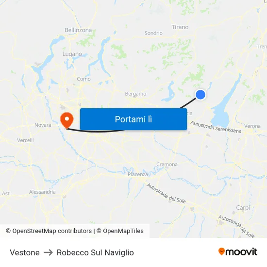 Vestone to Robecco Sul Naviglio map