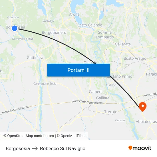 Borgosesia to Robecco Sul Naviglio map