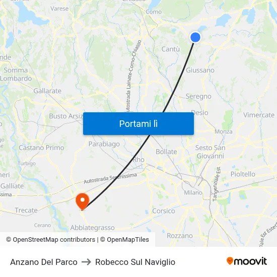 Anzano Del Parco to Robecco Sul Naviglio map